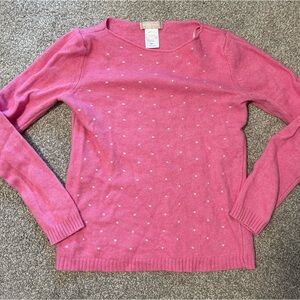Talbots Pink Long Sleeve Wool Sweater with‎ Dotted Design Women's Size Small